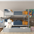 Full Over Full Bunk Bed With Twin Size Trundle And Ladder Gray Old Sku: Lp000204Aae Gray Solid Wood