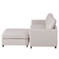 3 Pieces U Shaped Sofa With Removable Ottomans Beige Foam Polyester 6 Seat