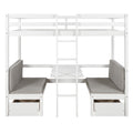 Functional Loft Bed Turn Into Upper Bed And Down Desk,Cushion Sets Are Free ,Twin Size,White White Pine