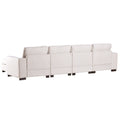 3 Pieces U Shaped Sofa With Removable Ottomans Beige Foam Polyester 6 Seat