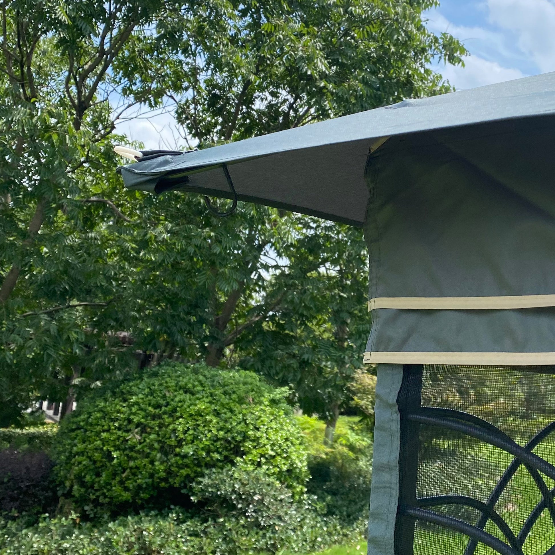 13X10 Outdoor Patio Gazebo Canopy Tent With Ventilated Double Roof And Mosquito Net Detachable Mesh Screen On All Sides ,Suitable For Lawn, Garden, Backyard And Deck,Gray Top Gray Metal