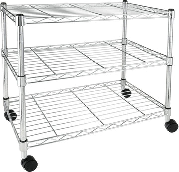 Simple Deluxe Heavy Duty 3 Shelf Shelving Unit, 24" D X 14"W X 20" H, 3 Tier Silver Metal