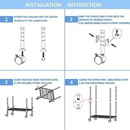 Simple Deluxe Heavy Duty 3 Shelf Shelving Unit, 24" D X 14"W X 20" H, 3 Tier Silver Metal