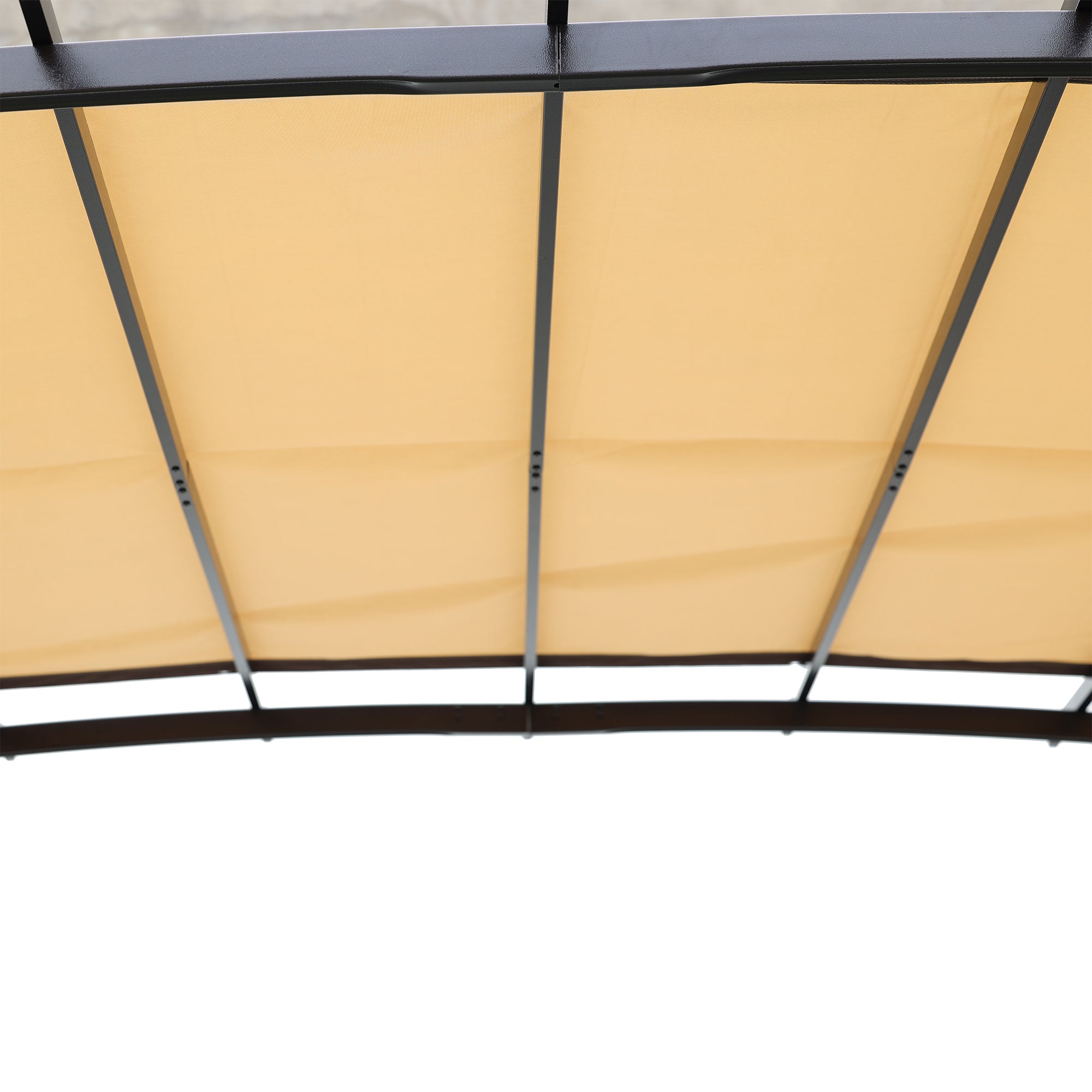 12 x 9 Ft Outdoor Pergola Patio Gazebo,Retractable beige+brown-steel