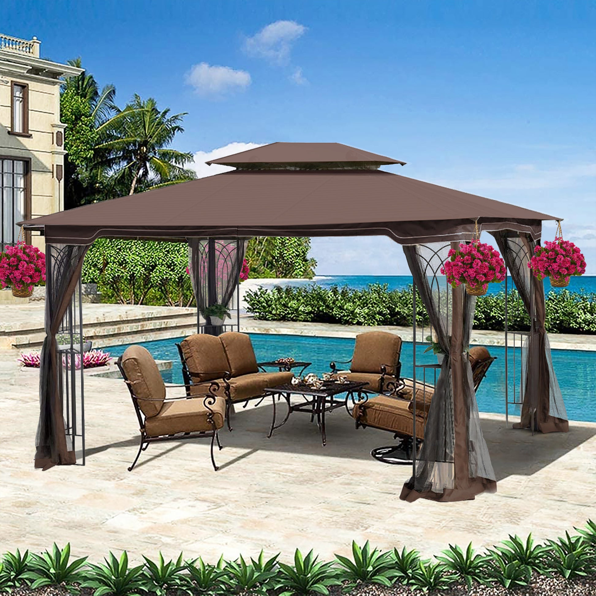 canopy tent patio 13X10 Outdoor Patio Gazebo Canopy Tent With Ventilated Double Roof And