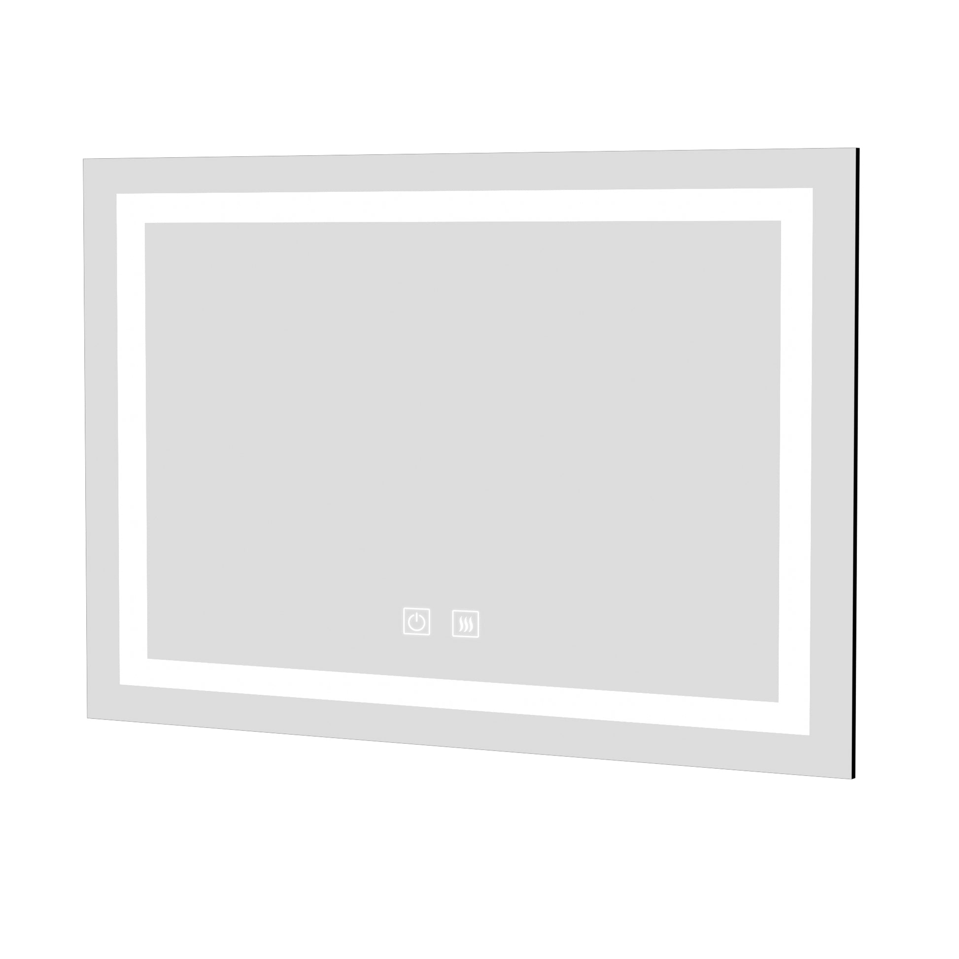 48 X 36 Inch Frameless Rectangular Led Bathroom Vanity Mirror With Touch Sensor, Anti Fog, And 3 Color Options In Silver Silver Glass