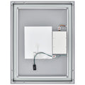 36X28 Inch Frameless Rectangular Anti Fog Touch Sensor Led Bathroom Mirror With Dimmable And Memory Functions Modern Wall Mounted Vanity Mirror Silver Glass