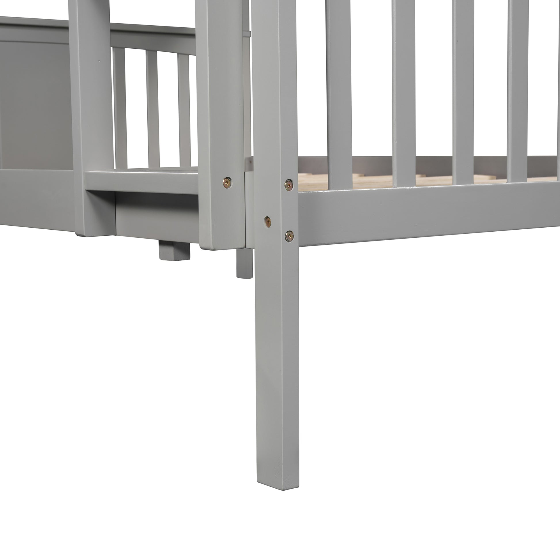 Full Over Full Bunk Bed With Ladder For Bedroom, Guest Room Furniture Gray Old Sku :Lp000203Aae Gray Solid Wood