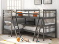 L Shaped Bunk Bed With Ladder,Twin Size Gray Old Sku :Lp000020Aae Gray Solid Wood