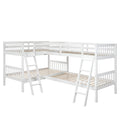 L Shaped Bunk Bed With Ladder,Twin Size Gray Old Sku :Lp000020Aak White Solid Wood