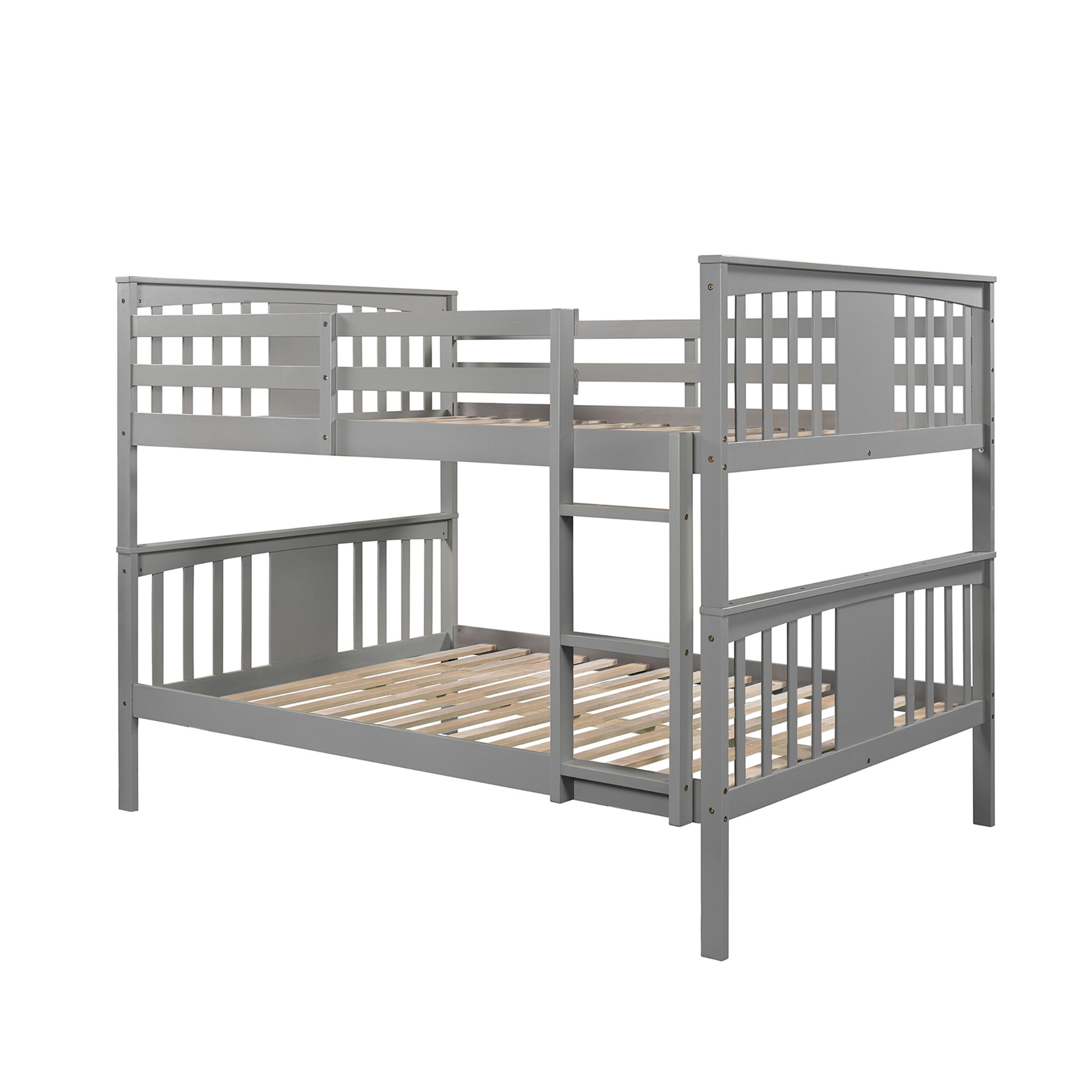 Full Over Full Bunk Bed With Ladder For Bedroom, Guest Room Furniture Gray Old Sku :Lp000203Aae Gray Solid Wood