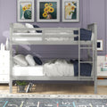 Full Over Full Bunk Bed With Ladder For Bedroom, Guest Room Furniture Gray Old Sku :Lp000203Aae Gray Solid Wood