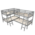 L Shaped Bunk Bed With Ladder,Twin Size Gray Old Sku :Lp000020Aae Gray Solid Wood