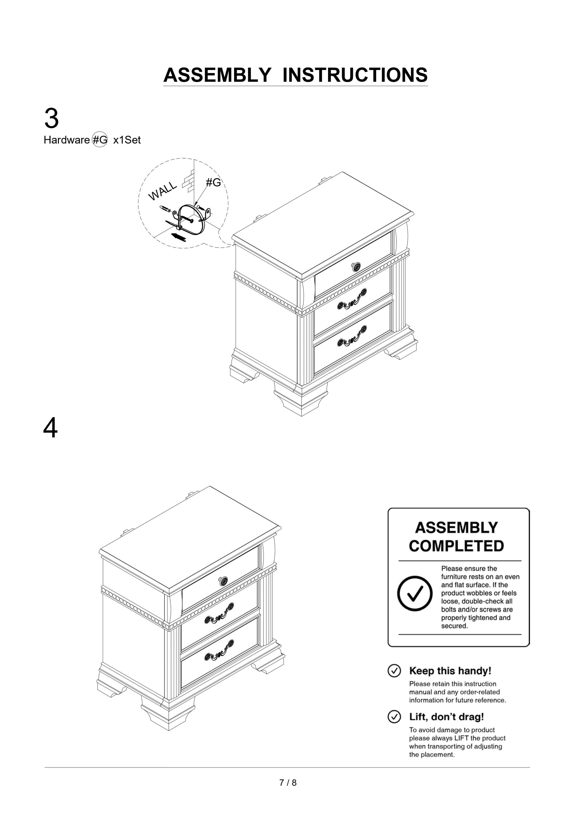 Antique White Nightstand Bedroom 1Pc Nightstand Solid Wood Satin Knickel Knobs And Pulls Antique White White 3 Drawers Bedroom Bedside Cabinet American Traditional,Classic,Traditional Rubberwood Usb Port Antique Solid Wood