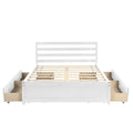 Full Size Wood Platform Bed Frame With 4 Storage Drawers And Headboard Of White Color For All Ages White Solid Wood