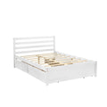 Full Size Wood Platform Bed Frame With 4 Storage Drawers And Headboard Of White Color For All Ages White Solid Wood