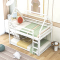 Twin Over Twin Low Bunk Bed, House Bed With Ladderwhite Old Sku:Wf197808Aak White Pine