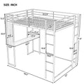 Full Size Metal Loft Bed With 2 Shelves And One Desk ,White Old Sku: Lp000191Aak White Metal