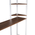 Full Size Metal Loft Bed With 2 Shelves And One Desk ,White Old Sku: Lp000191Aak White Metal