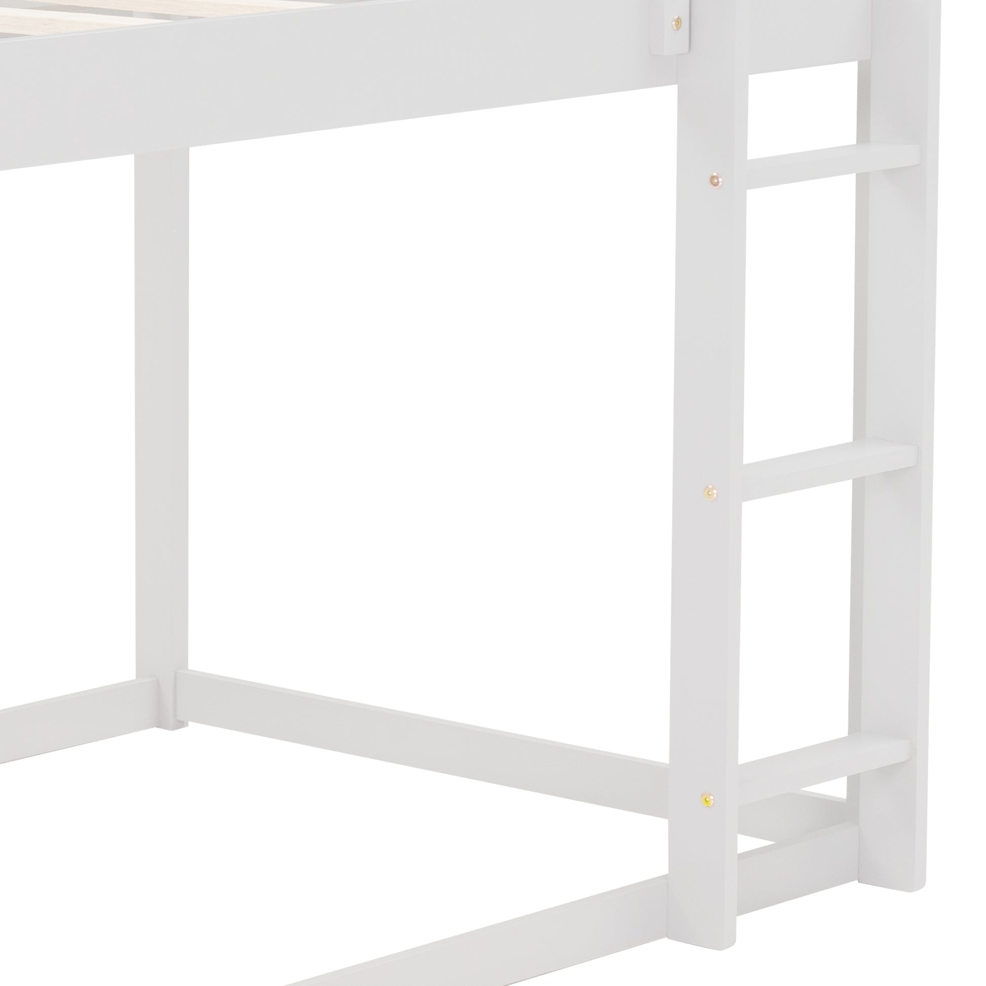 Twin Over Twin Low Bunk Bed, House Bed With Ladderwhite Old Sku:Wf197808Aak White Pine