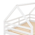 Twin Over Twin Low Bunk Bed, House Bed With Ladderwhite Old Sku:Wf197808Aak White Pine