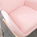 Teddy Fabric Padded Seat Rocking Chair With High Backrest And Armrests Pink Foam Upholstered