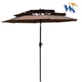 9Ft 3 Tiers Outdoor Patio Umbrella With Crank And Tilt And Wind Vents For Garden Deck Backyard Pool Shade Outside Deck Swimming Pool Chocolate Metal