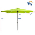 10 X 6.5T Rectangular Patio Solar Led Lighted Outdoor Umbrellas With Crank And Push Button Tilt For Garden Backyard Pool Swimming Pool Lime Green Metal