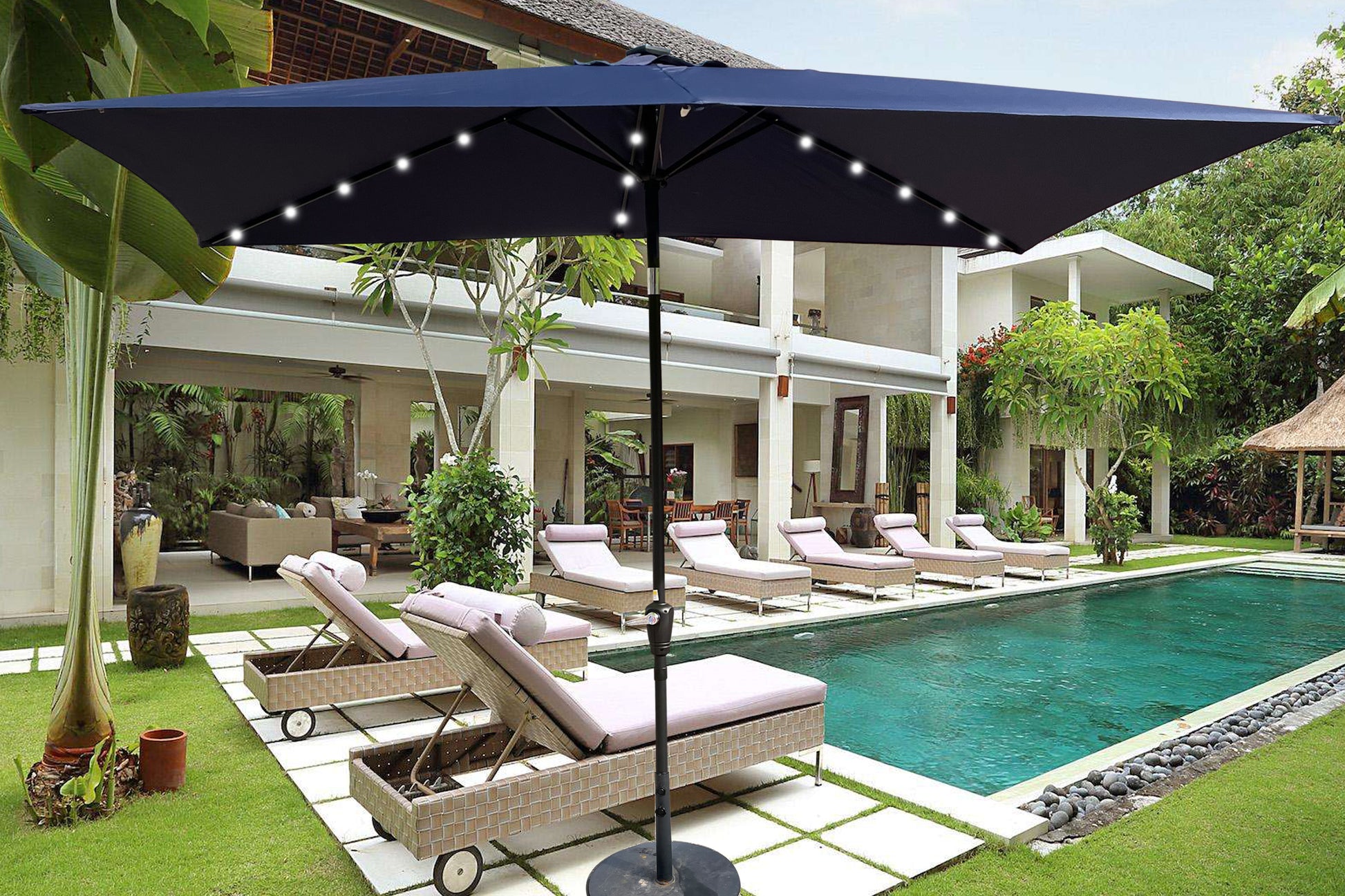 10 X 6.5T Rectangular Patio Solar Led Lighted Outdoor Umbrellas With C 10 X 6.5T Rectangular Patio Solar Led Lighted Outdoor Umbrellas With C