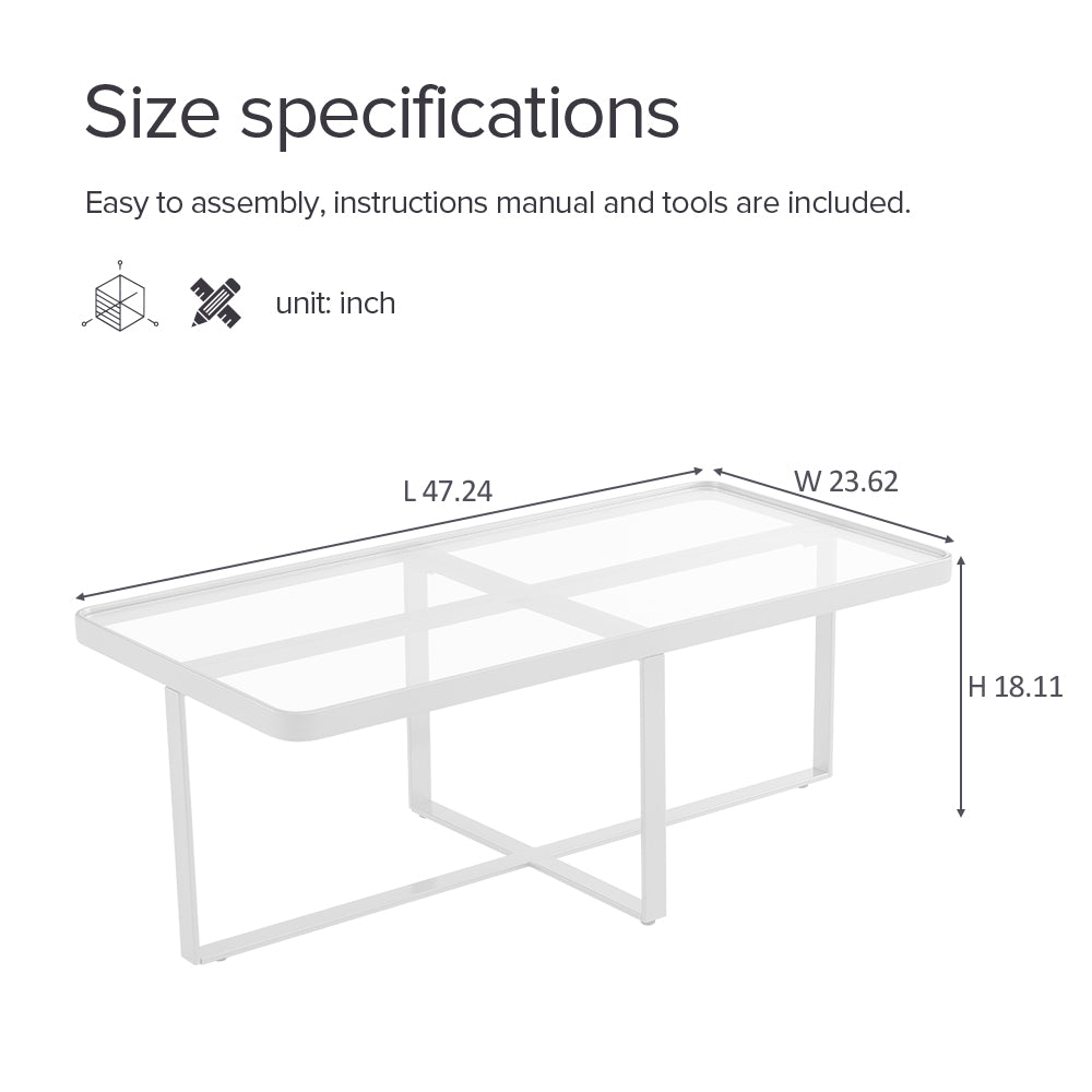 Minimalism Rectangle Coffee Table,Golden Metal Frame With Tempered Glass Tabletop Golden Glass Glass