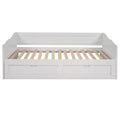 Wooden Daybed With Trundle Bed And Two Storage Drawersextendable Bed Daybed,Sofa Bed With Two Drawers, White White Solid Wood