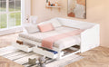 Wooden Daybed With Trundle Bed And Two Storage Drawersextendable Bed Daybed,Sofa Bed With Two Drawers, White White Solid Wood