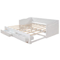 Wooden Daybed With Trundle Bed And Two Storage Drawersextendable Bed Daybed,Sofa Bed With Two Drawers, White White Solid Wood