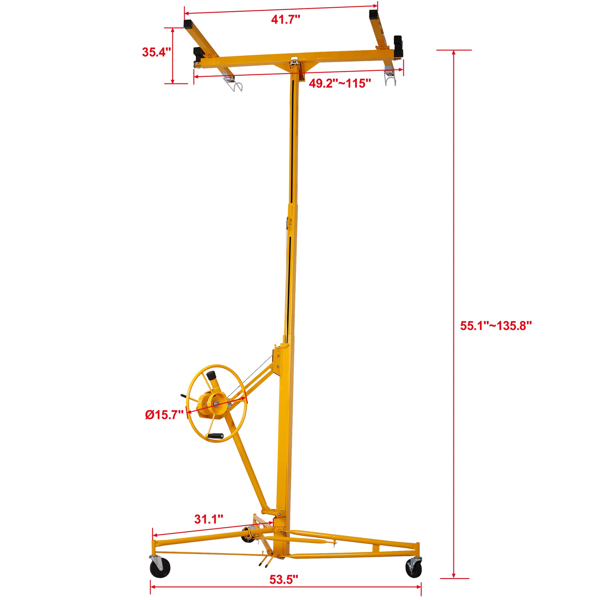 Drywall Lift Panel 11' Lift Drywall Panel Hoist Jack Lifter,Yellow Yellow Iron