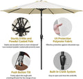 Simple Deluxe 9Ft Outdoor Market Table Patio Umbrella With Button Tilt, Crank And 8 Sturdy Ribs For Garden, Beige Beige Seats 8 Stainless Steel