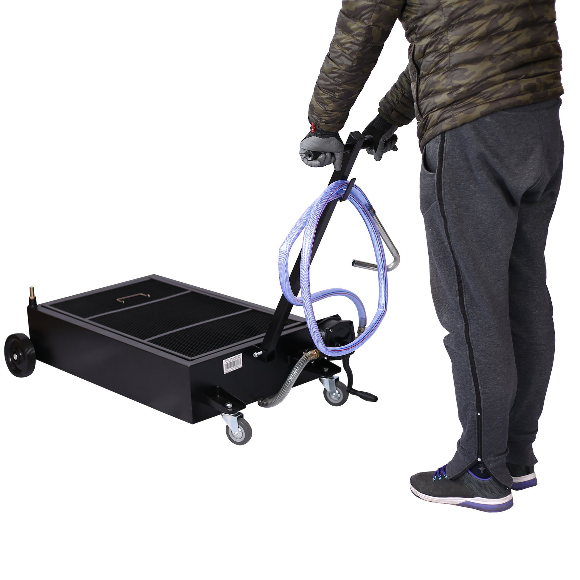 25 Gallon Low Profile Oil Drain With Pump Black Steel