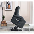 Liyasi Electric Power Lift Recliner Chair With Massage And Heat For Elderly, 3 Positions, 2 Side Pockets, Cup Holders, Usb Charge Ports, High End Quality Cloth Power Reclining Chair For Living Room. Dark Gray Foam Fabric