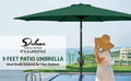 Simple Deluxe 9Ft Outdoor Market Table Patio Umbrella With Button Tilt, Crank And 8 Sturdy Ribs For Garden, Green Green Stainless Steel