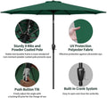 Simple Deluxe 9Ft Outdoor Market Table Patio Umbrella With Button Tilt, Crank And 8 Sturdy Ribs For Garden, Green Green Stainless Steel
