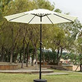 Simple Deluxe 9Ft Outdoor Market Table Patio Umbrella With Button Tilt, Crank And 8 Sturdy Ribs For Garden, Beige Beige Seats 8 Stainless Steel