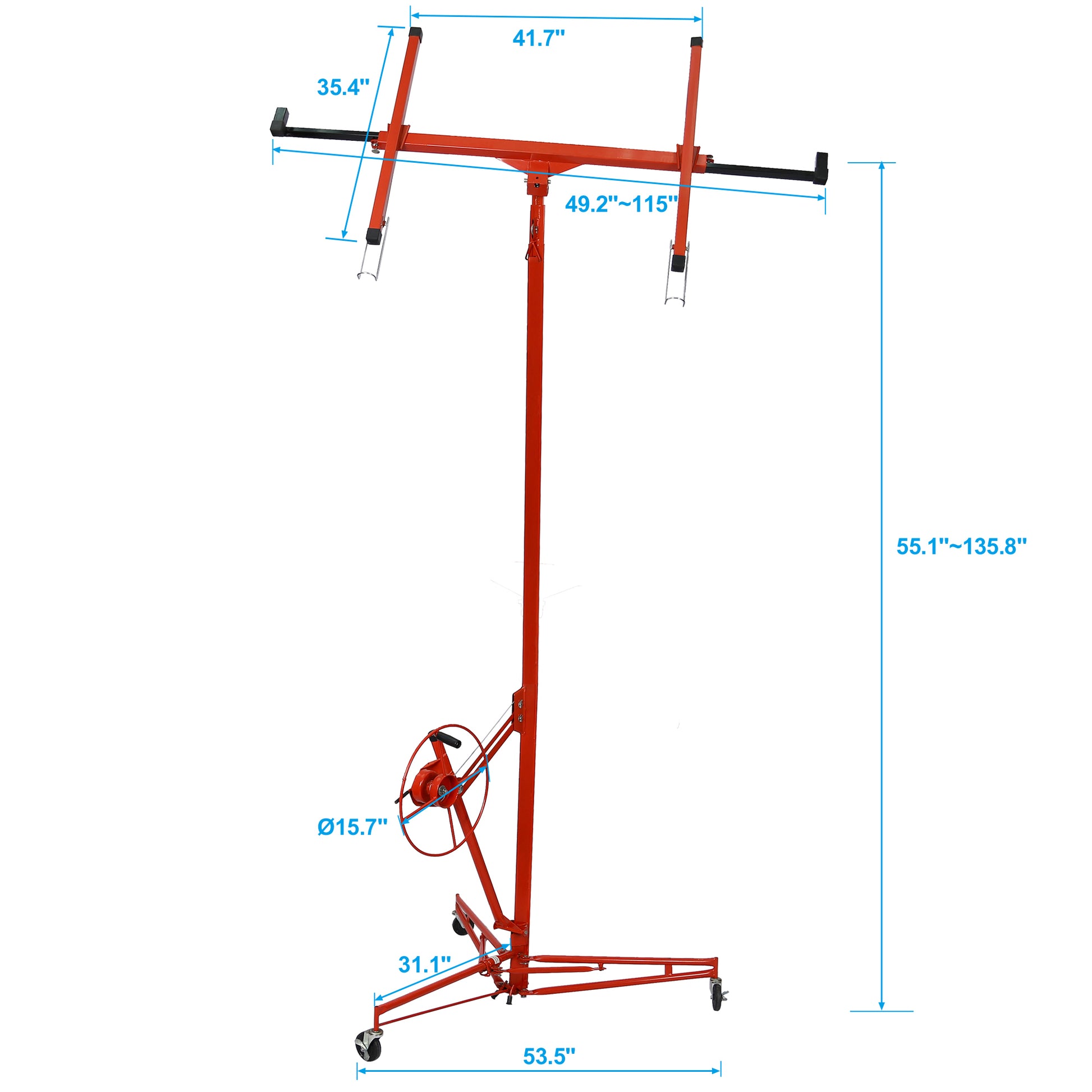 Drywall Lift Panel 11' Lift Drywall Panel Hoist Jack Lifter,Red Red Iron