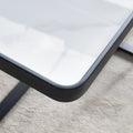 Minimalism Rectangle Coffee Table,Black Metal Frame With Sintered Stone Tabletop Black Sintered Stone Sintered Stone