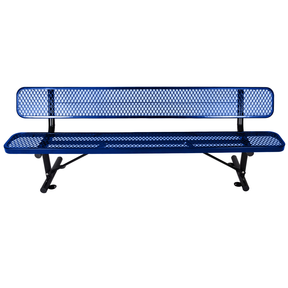 8 Ft. Outdoor Steel Bench With Backrest Blue Blue Carbon Steel