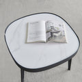 Modern Coffee Table,Black Metal Frame With Sintered Stone Tabletop Black Sintered Stone Sintered Stone