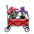 Folding Wagon Garden Shopping Beach Cart Red Red Metal