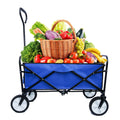 Folding Wagon Garden Shopping Beach Cart Blue Blue Steel