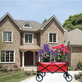 Folding Wagon Garden Shopping Beach Cart Red Red Metal