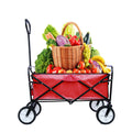 Folding Wagon Garden Shopping Beach Cart Red Red Metal