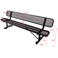 8 Ft. Outdoor Steel Bench With Backrest Black Black Carbon Steel