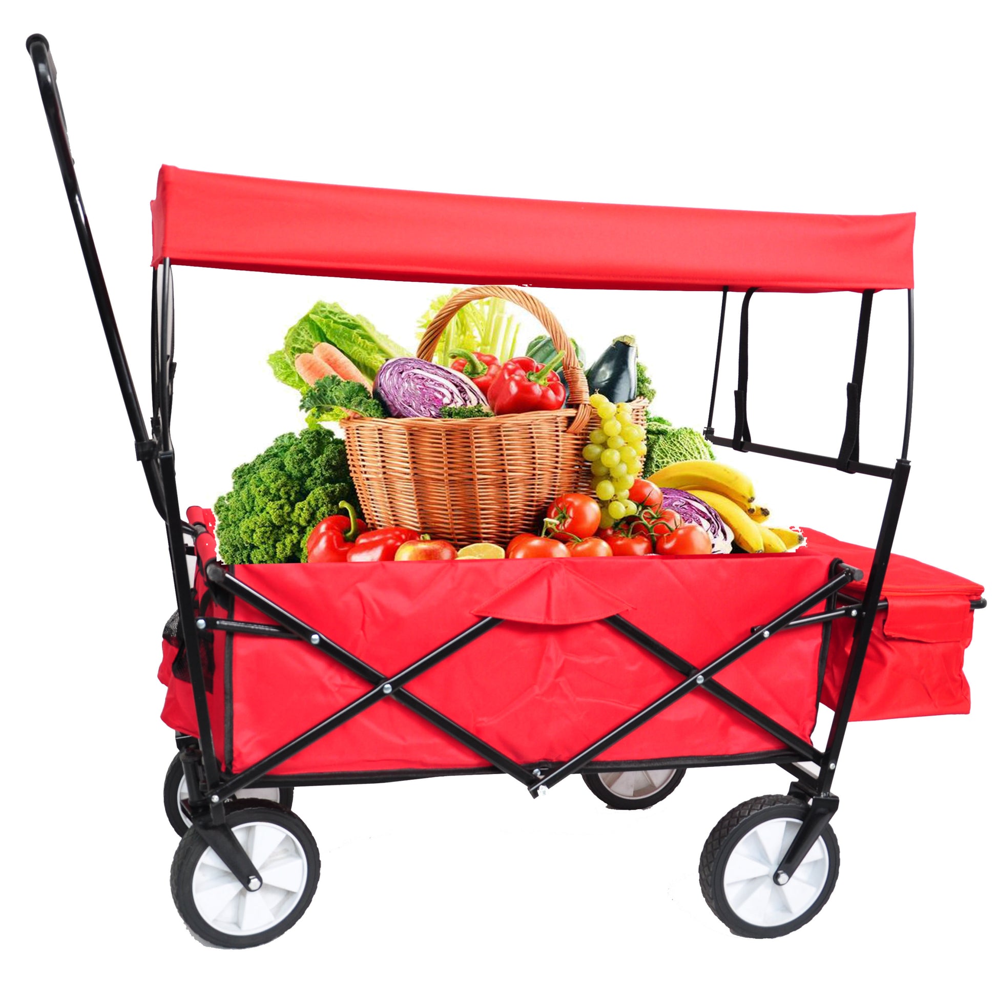 Garden Shopping Beach Cart Folding Wagon Red Red Metal